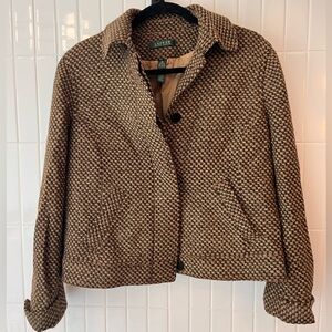 Lauren Ralph Lauren Cropped Tweed Jacket Brown | Women’s 12